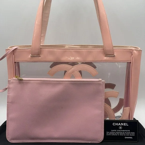 Chanel Vinyl Triple CC Clear Plastic PVC Transparent See-through Coco Tote Bag - Picture 8 of 16